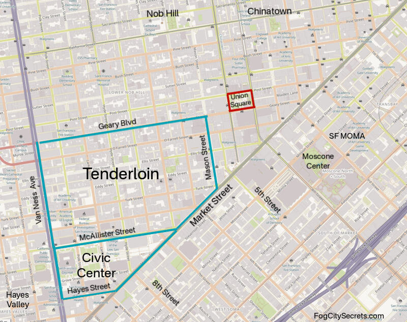 Map of Tenderloin and civic Center San Francisco Map of Tenderloin and civic Center San Francisco