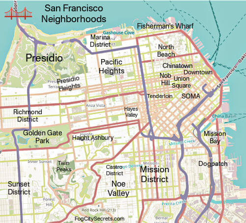 Map of San Francisco Neighborhoods Map of San Francisco Neighborhoods