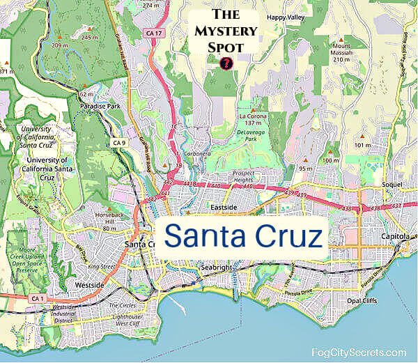 Map of the Mystery Spot in Santa Cruz Map of the Mystery Spot in Santa Cruz