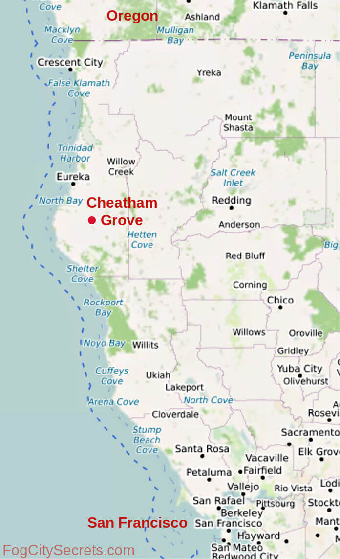 Map of location of Star Wars Tree in N Cal