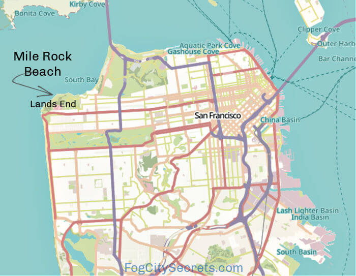 Map of San Francisco with Mile Rock Beach Map of San Francisco with Mile Rock Beach