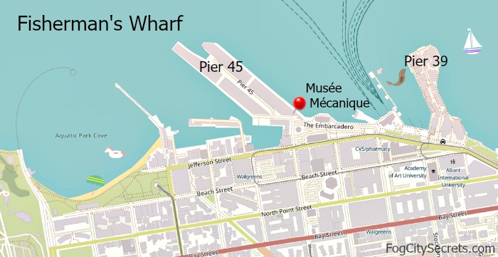 Map of Fisherman's Wharf and Musee Mecanique Map of Fisherman's Wharf and Musee Mecanique