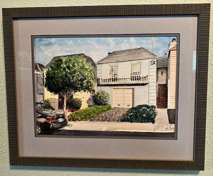 Watercolor of a house in the Sunset District SF