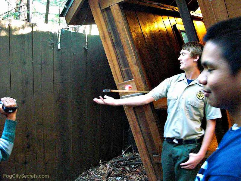 Ball rolling demonstration at the Mystery Spot Ball rolling demonstration at the Mystery Spot