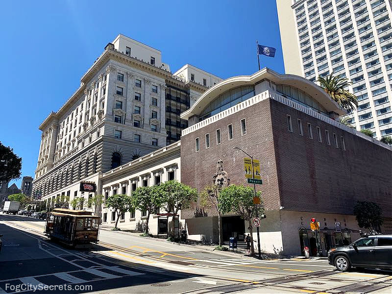 Nob Hill cable car and Fairmont Hotel, San Francisco