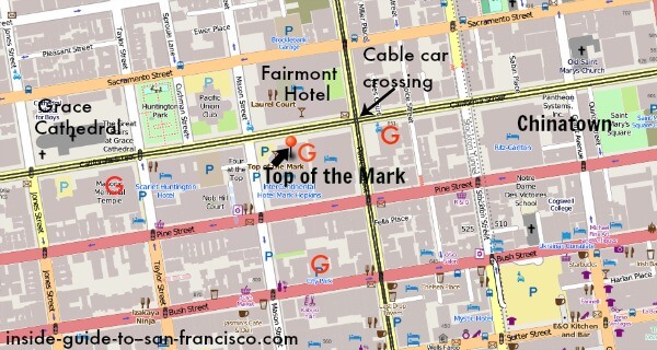 Map of Nob Hill SF and hotels