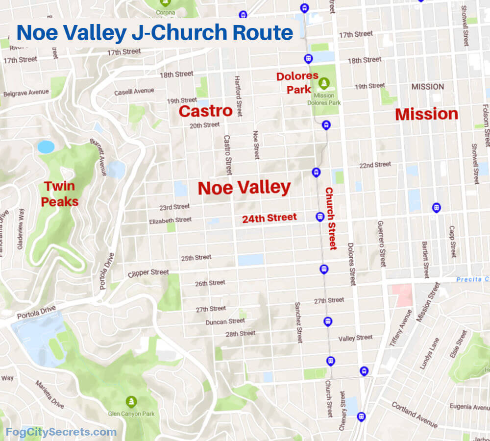 Map of Noe Valley in San Francisco
