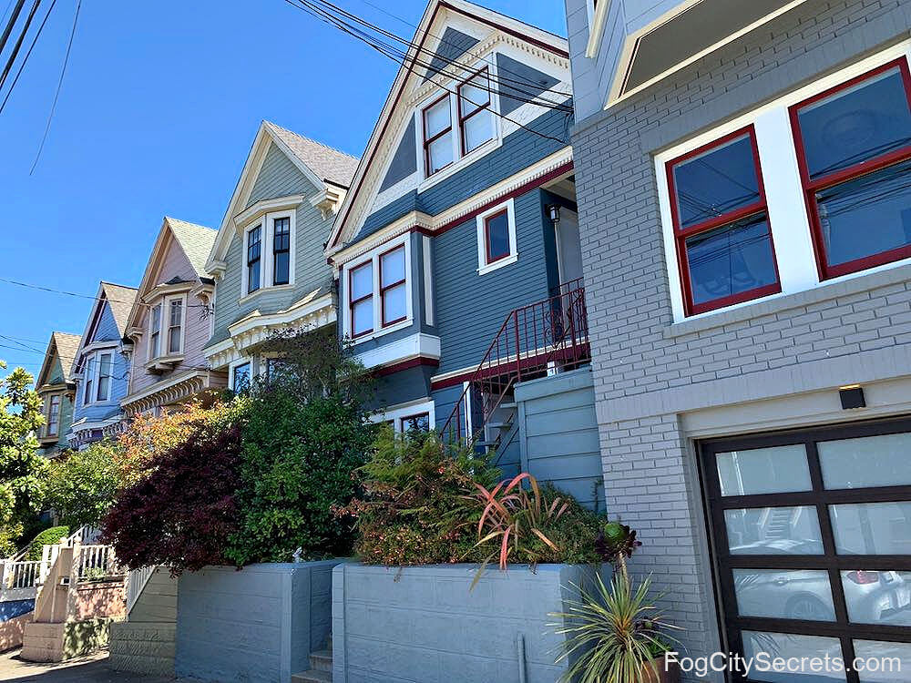 Victorian row houses in Noe Valley neighborhood San Francisco