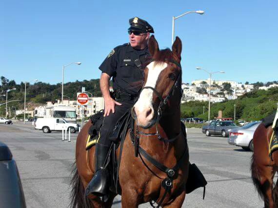 Mounted police at Ocean Beach San Francisco