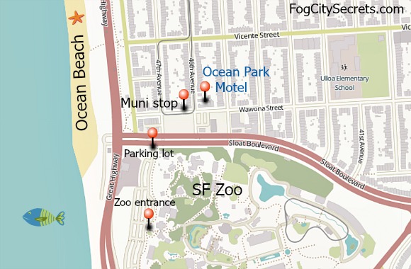 Map of the Ocean Park Motel in San Francisco and muni stop Map of the Ocean Park Motel in San Francisco and muni stop