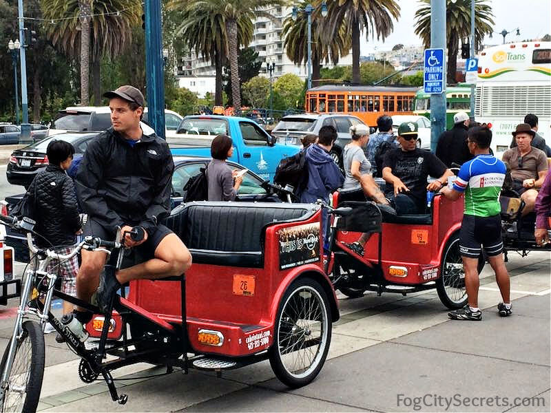 Pedicabs waiting near the Ferry Building in San Francisco Pedicabs waiting near the Ferry Building in San Francisco