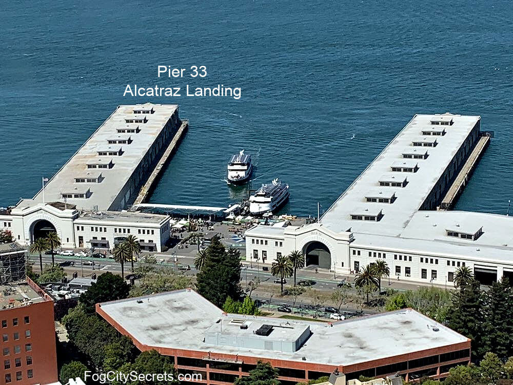 Pier 33 Alcatraz Landing view from the Filbert Steps