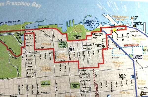 Map with beginning of red route for SF Go Cars