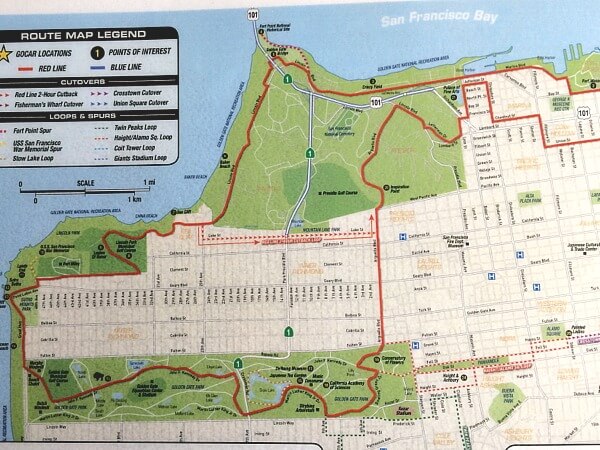 Map of second half of red route for SF Go Cars