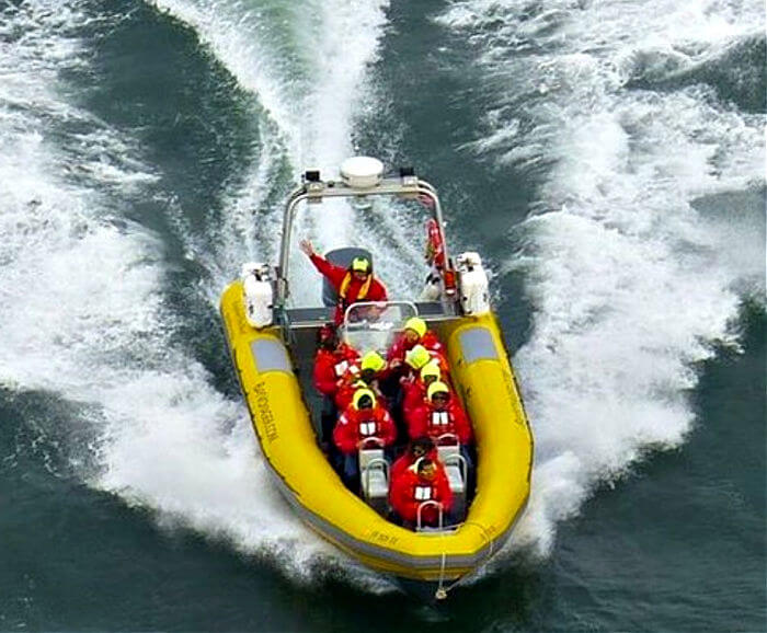 San Francisco Bay rib boat tour in waves