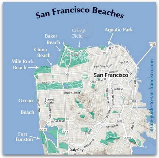 Map of San Francisco beaches