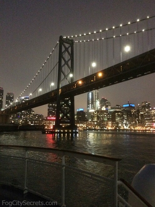 San Francisco Bay dinner cruise, going under Bay Bridge