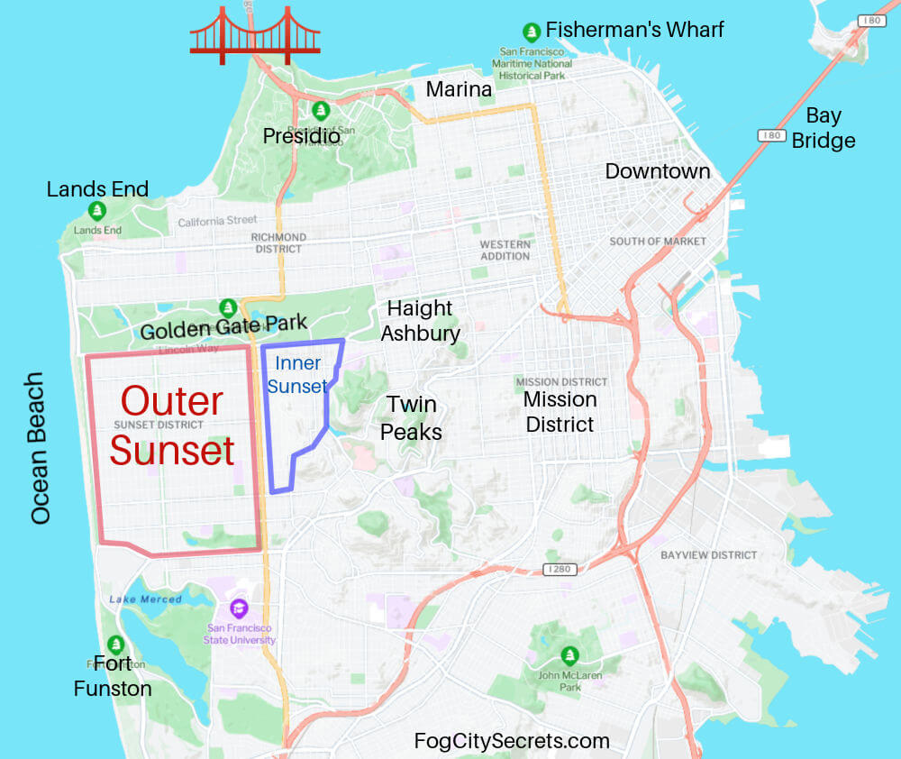 Map of Sunset District in San Francisco