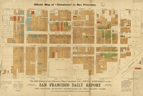 Map of old San Francisco Chinatown in 1885