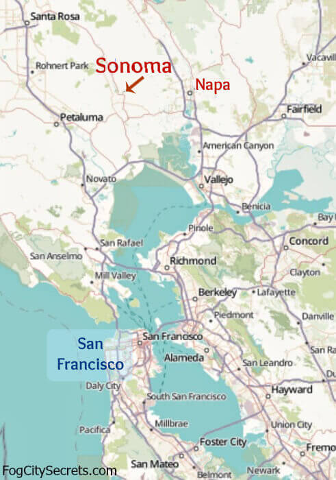 Map of Sonoma and San Francisco