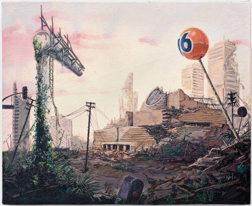 Sandow Birk painting, Scene from the Desolation, 1995