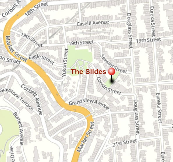 Map of Seward Street Slides location in SF Map of Seward Street Slides location in SF