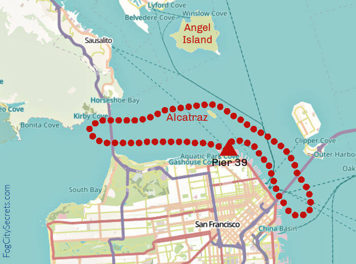 San Francisco bay cruises route to both bridges
