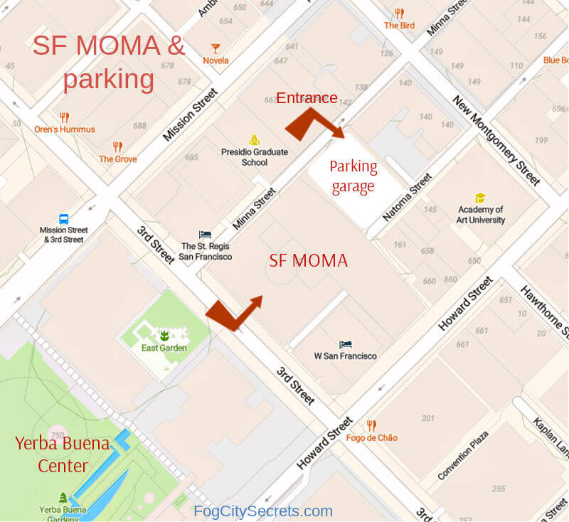 Map of Museum of Modern Art SF and parking garage Map of Museum of Modern Art SF and parking garage