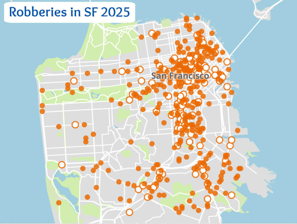 2025 map of robberies in San Francisco 2025 map of robberies in San Francisco