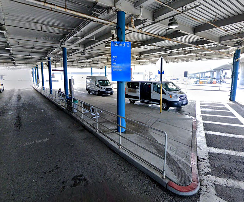 Shuttle stop outside the Rental Car Center