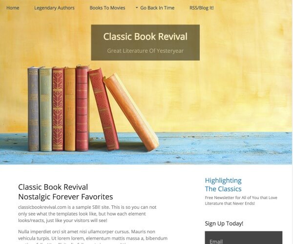 Books template example, Solo Build It