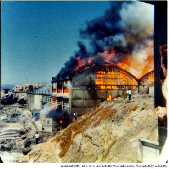 Sutro Baths on fire in 1966