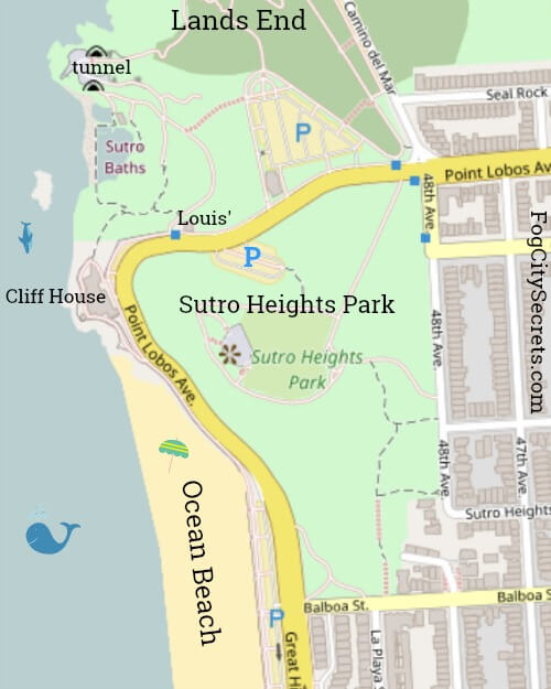 Map of Sutro Heights Park and area Map of Sutro Heights Park and area