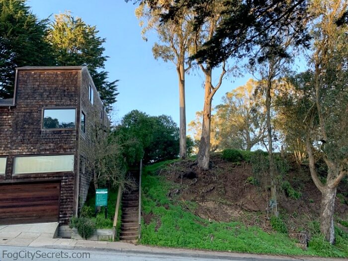 Wooden staircase leading up to Tank Hill