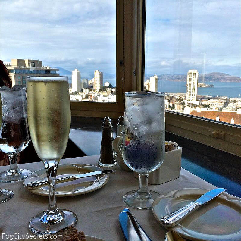 City view from table at Top of the Mark in San Francisco