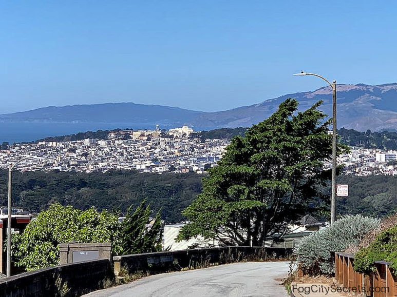 View from base of stairs to Grandview Park in San Francisco