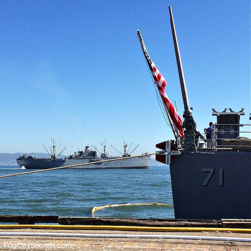 SS Jeremiah O'Brien sailing the bay during Fleet Week