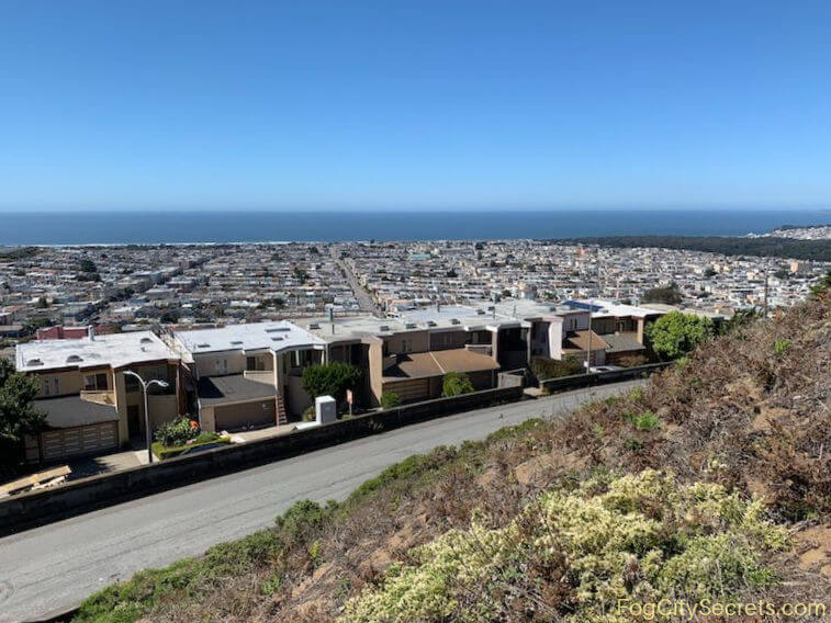 View of Sunset District in San Francisco from Grandview Park on Turtle Hill
