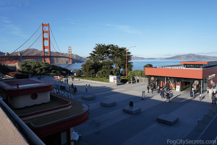 Welcome Center and Golden Gate Bridge, late afternoon.