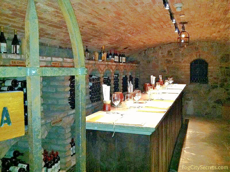 Wine tasting in the cellar of Castello di Amorosa winery Napa Valley